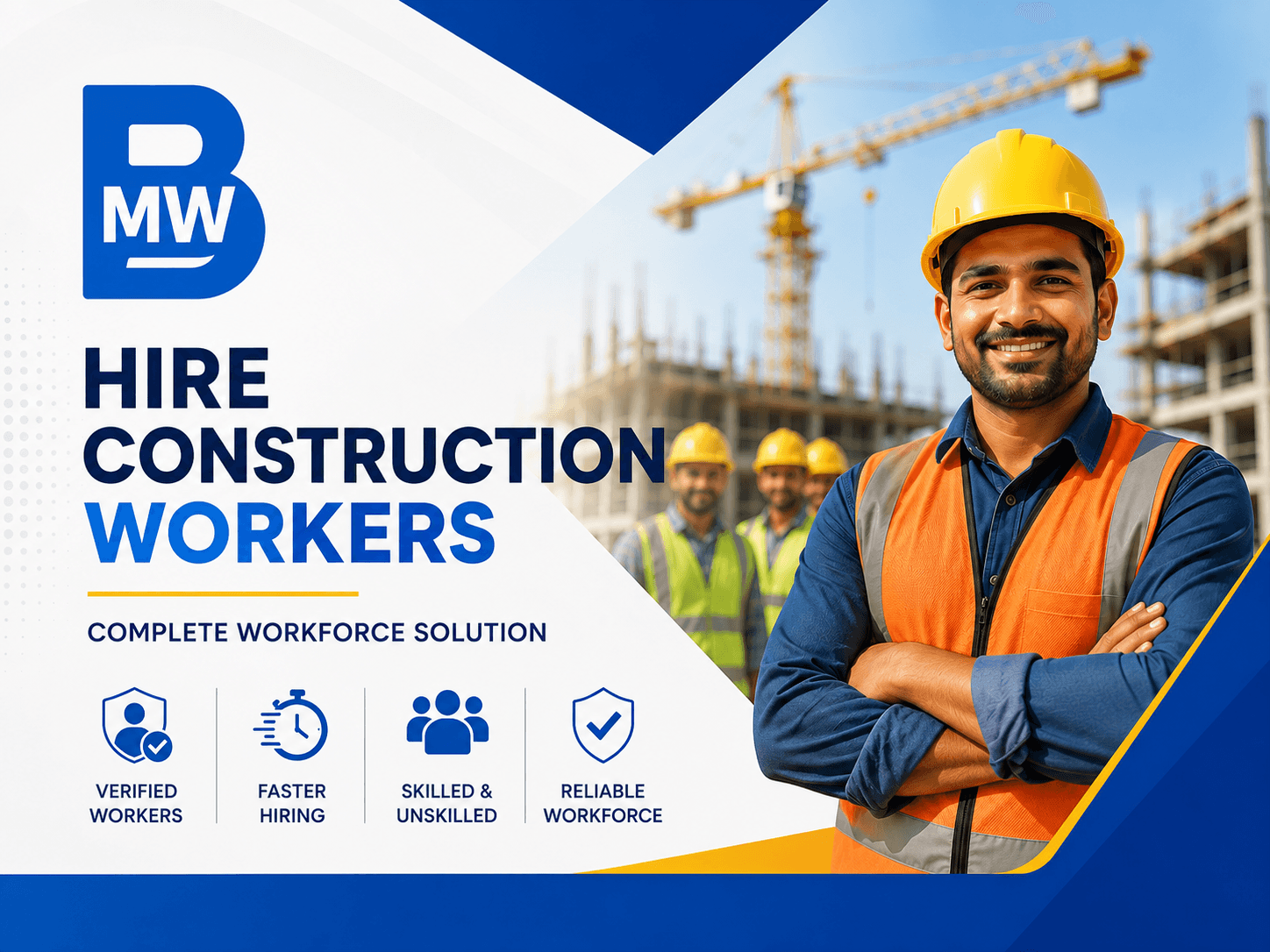 Hire Construction Workers with BookMyWorker: A Complete Workforce Hiring Solution